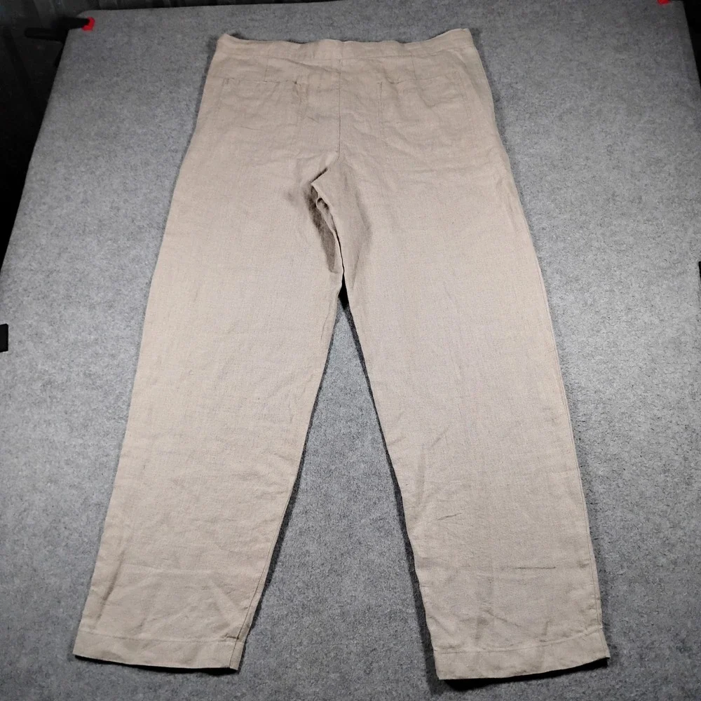 Reunion Men's Beige 100% Linen Drawstring Straight Leg Casual Pants Size XXL